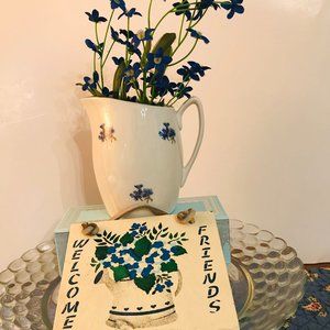 Vintage creamer and "Welcome Friends" handpainted slate